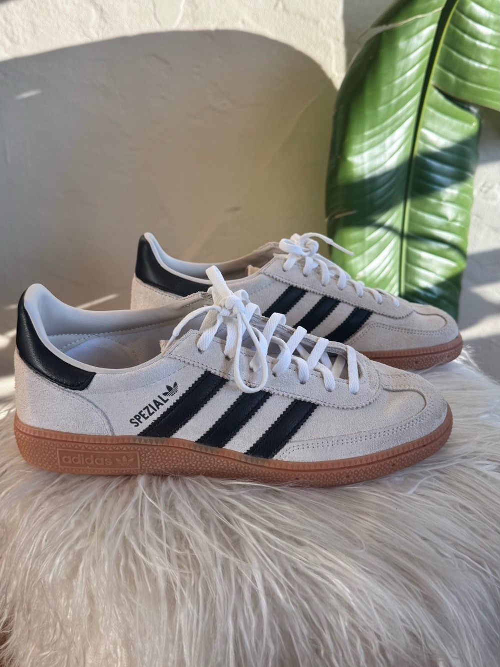 adidas Handball Spezial Women’s Suede Sneakers with Black Stripes and Gum Sole